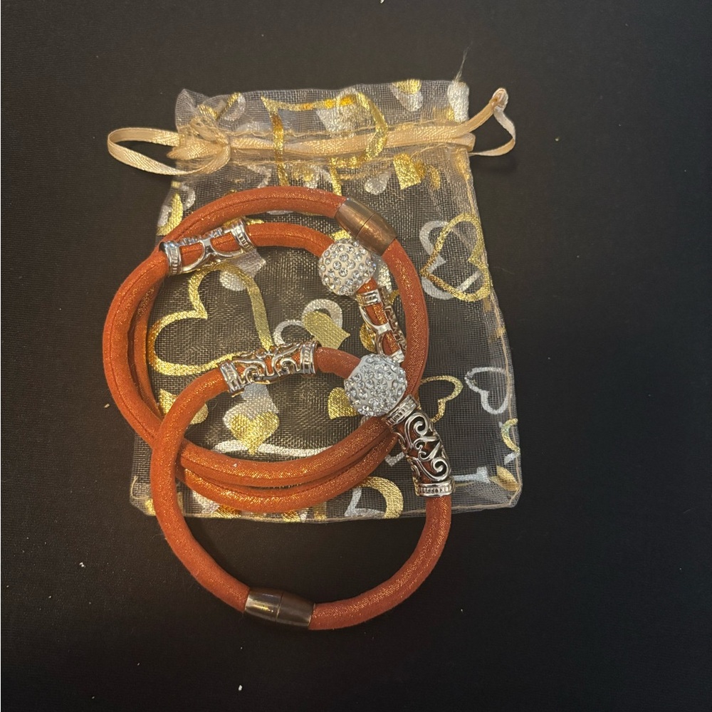 Endless rust orange double wrap and single wrap bracelet